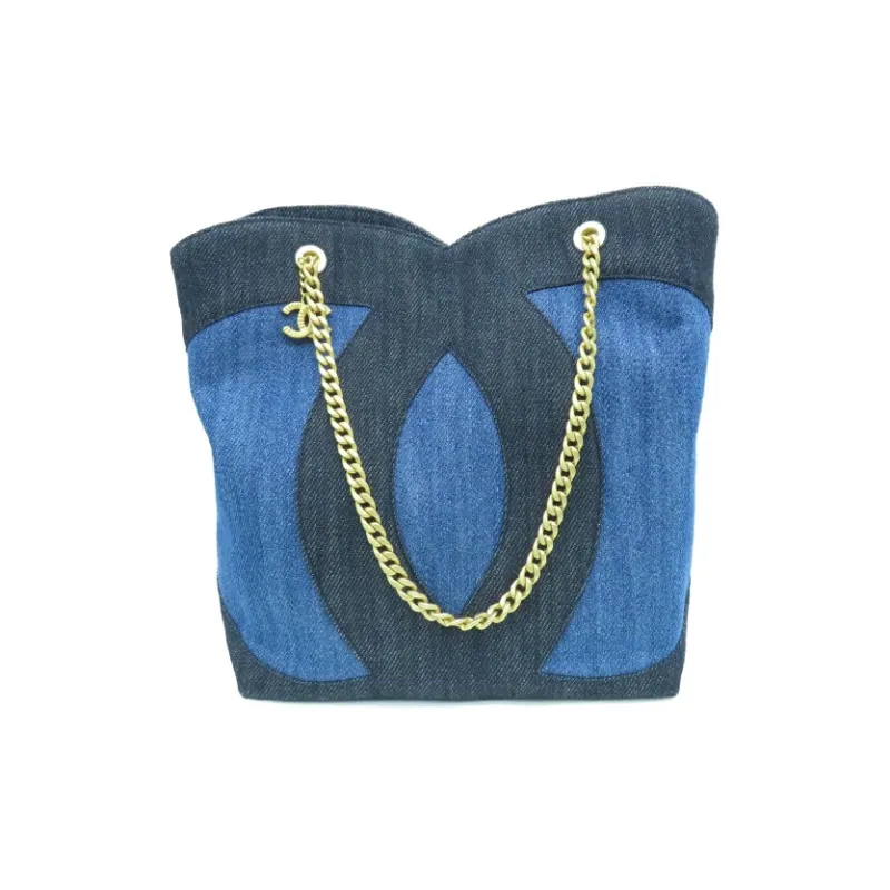 CHANEL Denim HOBO Bag, Shoulder Handbag Women's Blue & Blue-0