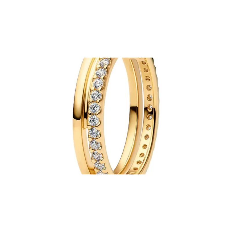 Pandora Gold Plated Copper Silver Alloy Rings Women's Gold-2