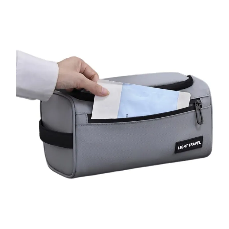 LETOO Membrana Dermalis Toiletry Bag, Travel Storage Bag Regular Unisex Gray Black-3
