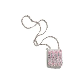 CHANEL Metal Shoulder Bag, Crossbody Bag Women's Pink & Silver