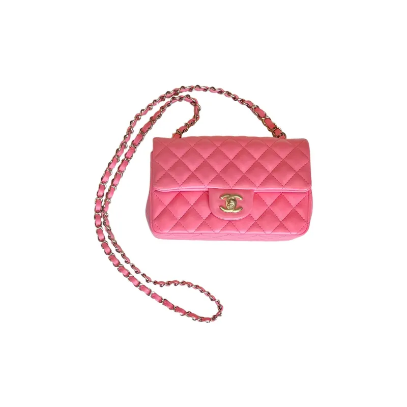 CHANEL Lambskin Shoulder Bag, Crossbody Bag Mini Women's Barbie Pink-0