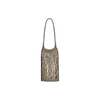 Lemaire Fabric With Cow Leather Fishnet Shoulder Bag Medium Size Women's Light Beige & Black Herringbone