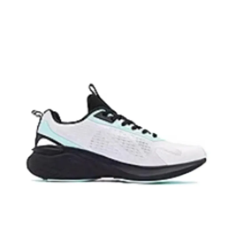 QIAODAN Cushioning Lightweight Low Top Running Shoes Men's White Black Green-1