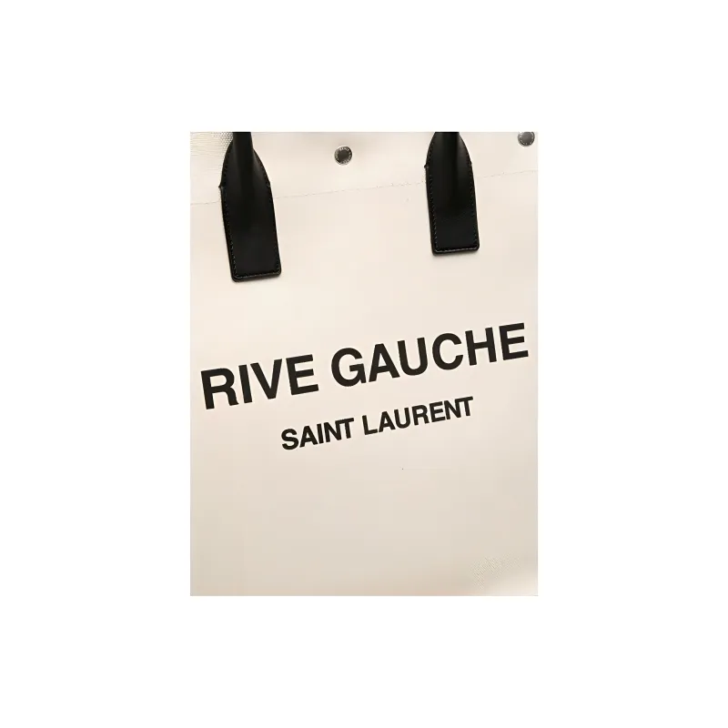 SAINT LAURENT Rive Gauche Canvas Tote Bag, Shopping Bag, Handbag Men's Ecru-3
