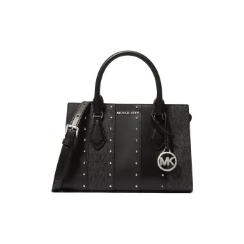 MICHAEL KORS Sheila Coated Canvas Tote Bag, Shopping Bag, Shoulder Bag, Crossbody Bag, Handbag Trumpets Women's Black