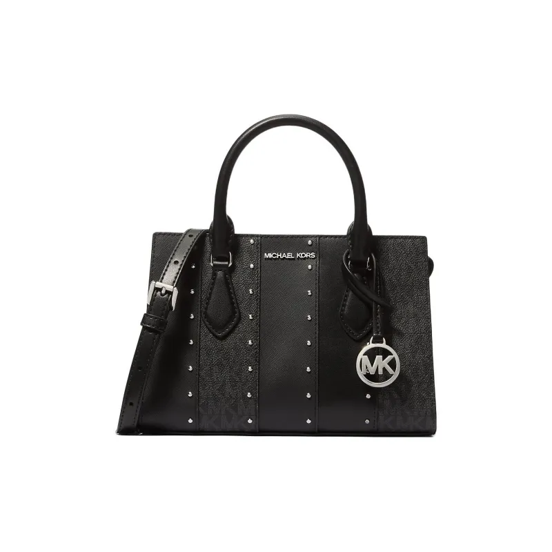 MICHAEL KORS Sheila Coated Canvas Tote Bag, Shopping Bag, Shoulder Bag, Crossbody Bag, Handbag Trumpets Women's Black-0