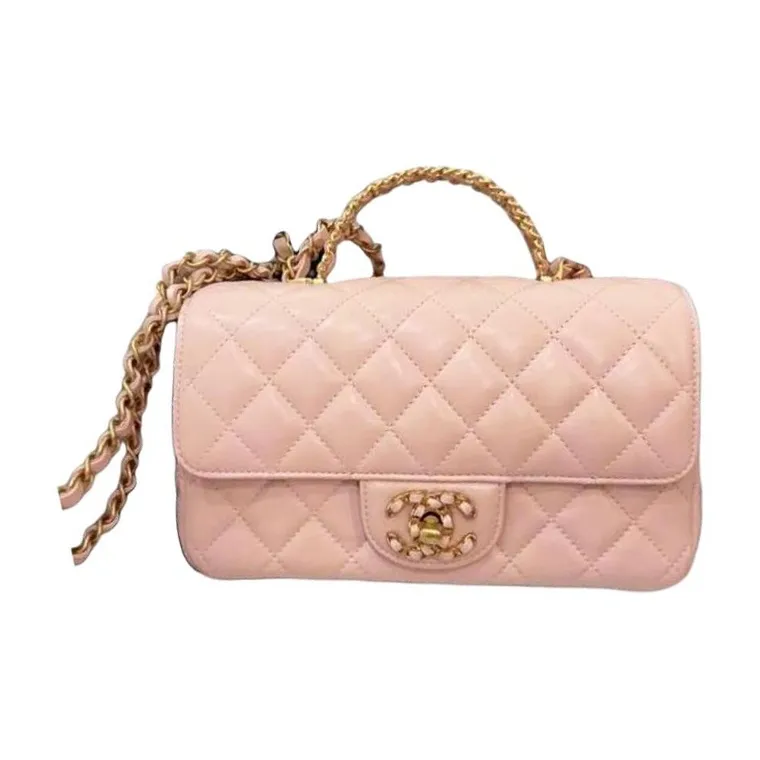CHANEL Classic Flap CF Sheepskin Flap Bag, Shoulder Bag, Crossbody Bag Mini Women's Cherry Blossom Pink-0
