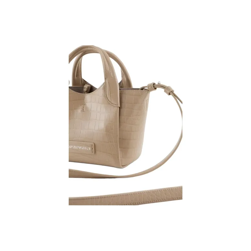 EMPORIO ARMANI Polyester Tote Bag, Shopping Bag, Crossbody Bag, Handbag Women's Beige-4