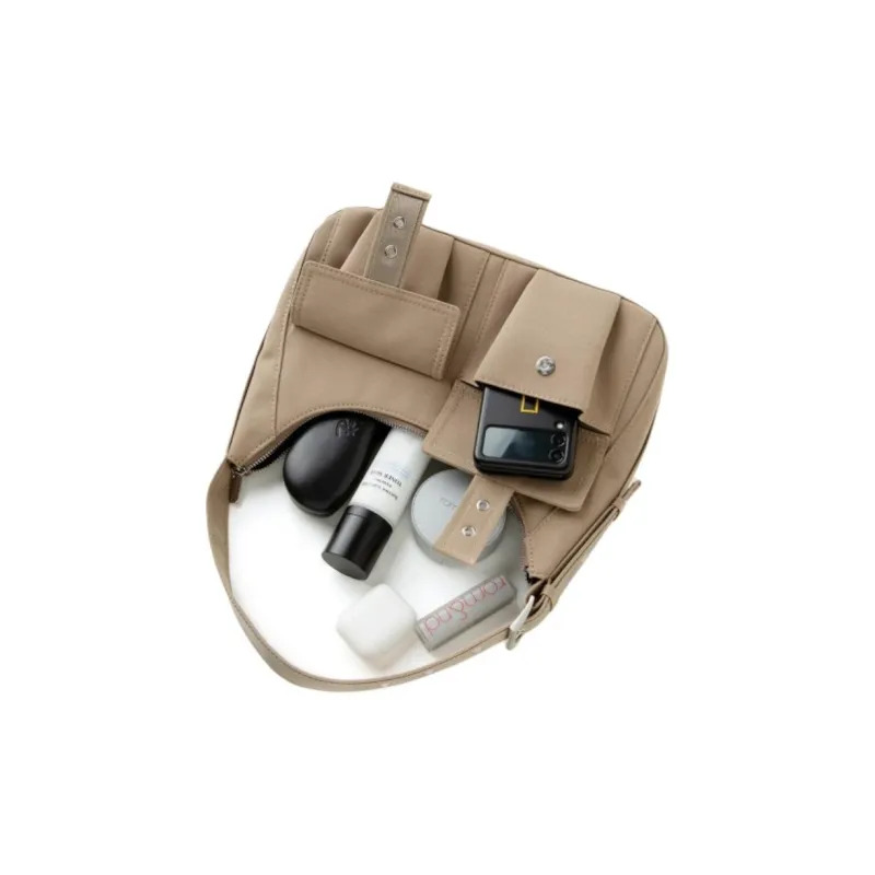 SQUARE Line Canvas Shoulder Bag Medium Size Women's Multicolor-5
