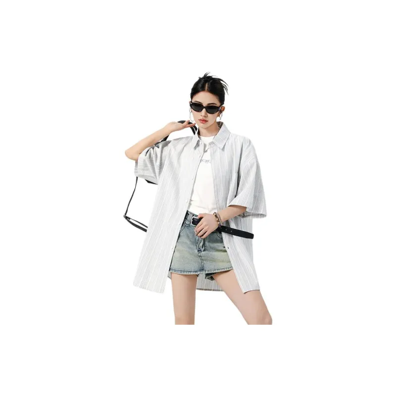 VIPGOOSE Shirts Unisex Gray Stripes-0