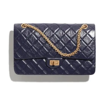 CHANEL Vintage Calfskin Gold Metal Shoulder Bag, Crossbody Bag Tubas Women's Marine Blue
