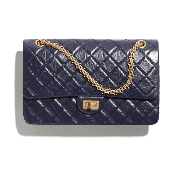 CHANEL Vintage Calfskin Gold Metal Shoulder Bag, Crossbody Bag Tubas Women's Marine Blue-0