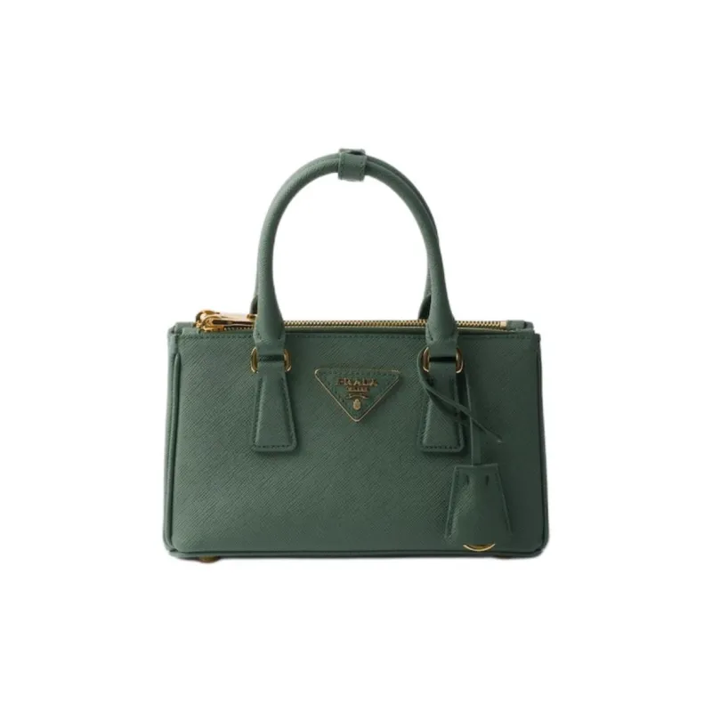 PRADA Saffiano Calfskin Shoulder Bag, Crossbody Bag, Handbag Mini Women's Sage Green-0