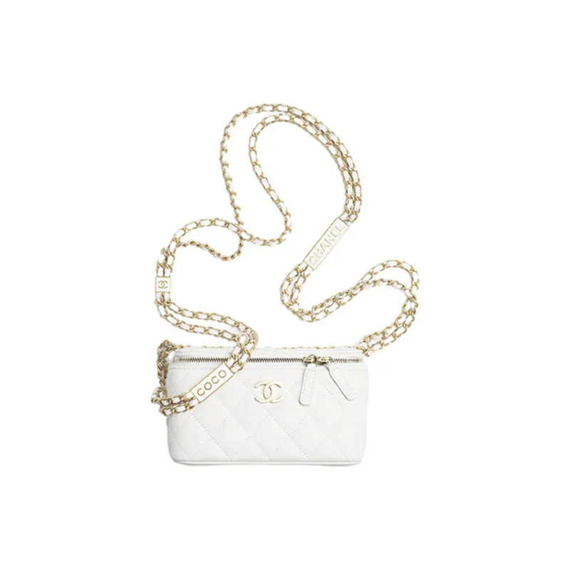 CHANEL Grain Bright Caviar Calfskin Shoulder Bag, Crossbody Bag Women's White-0