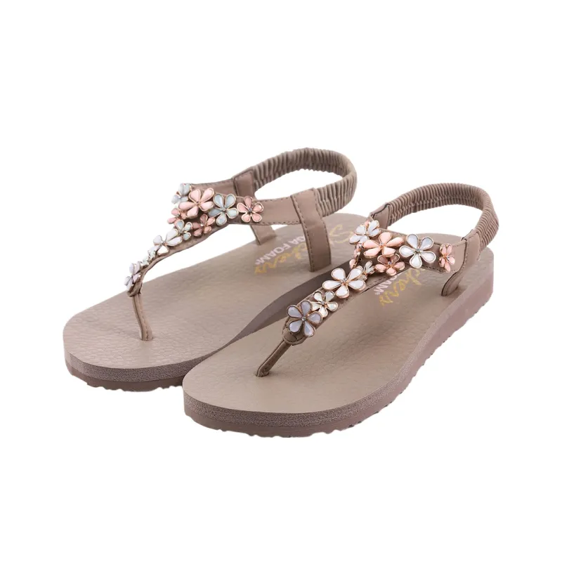 Skechers Meditation One Strap Sandals Women's Brown-4