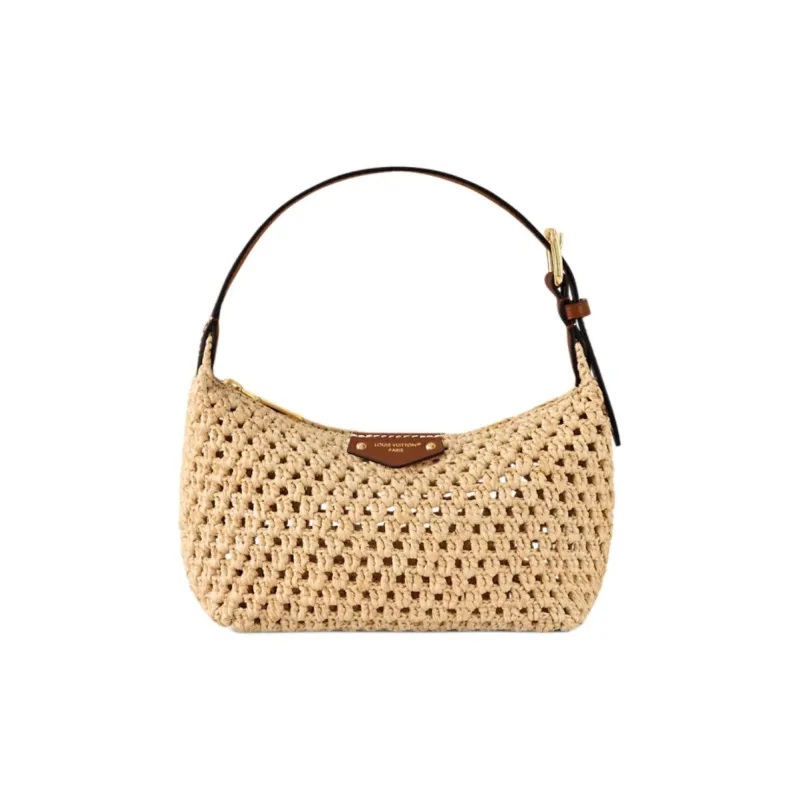 LOUIS VUITTON Hills Raffia Clutch Handbag Women's Apricot-0