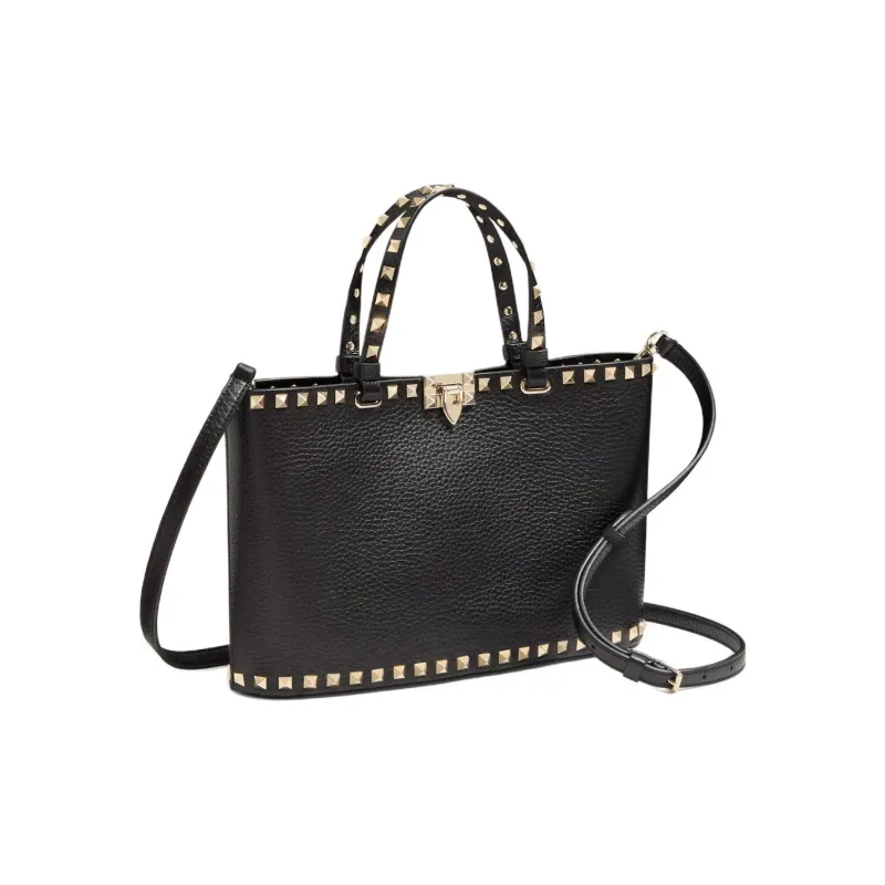 Valentino GARAVANI Cow Leather Tote Bag, Shopping Bag, Handbag Trumpets Women's Black-1