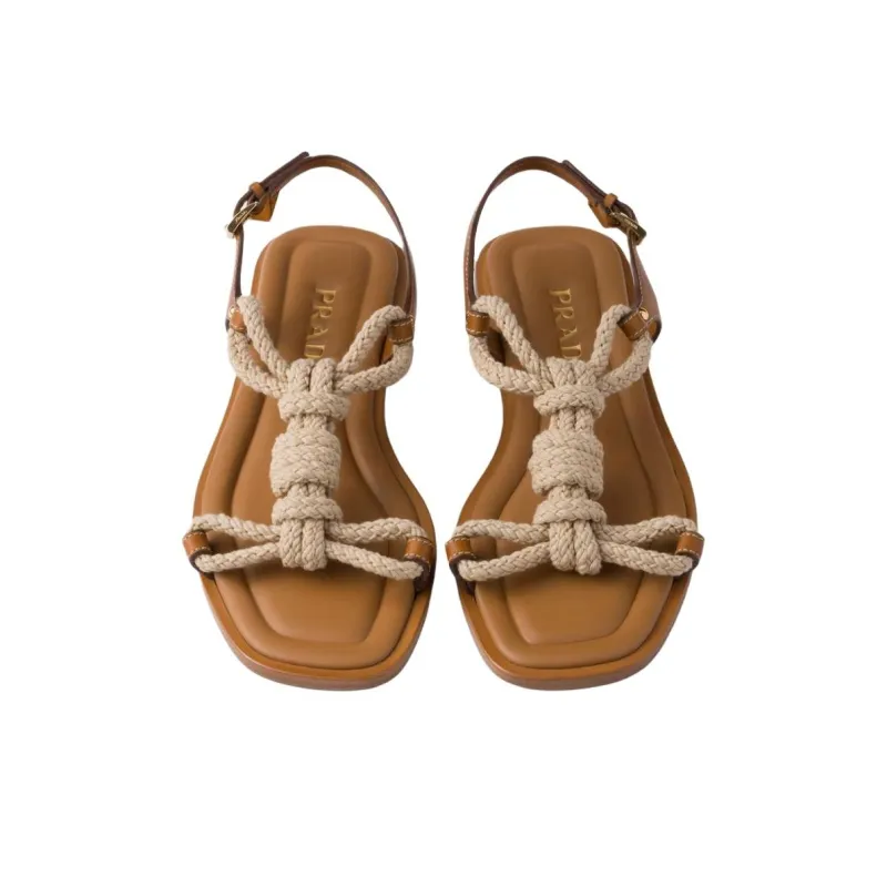 PRADA One Strap Sandals Women's Brown-5