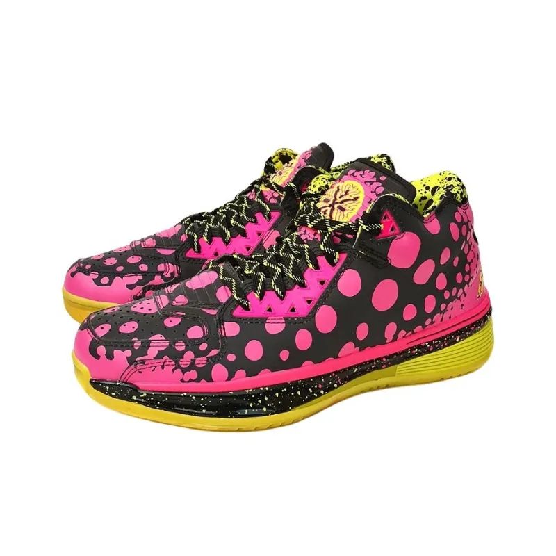 LiNing WAY OF WADE Anti Slip And Wear Resistant Rebound Mid Top Basketball Shoes Men's Black Pink Yellow-2