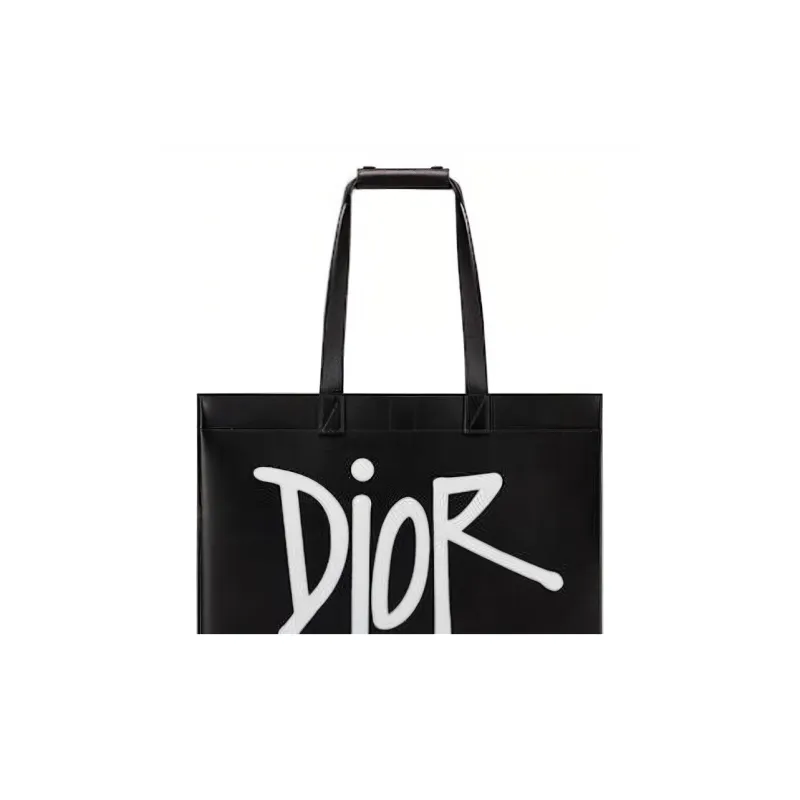 DIOR Cow Leather Tote Bag Shopping Bag Handbag Men's Black-3