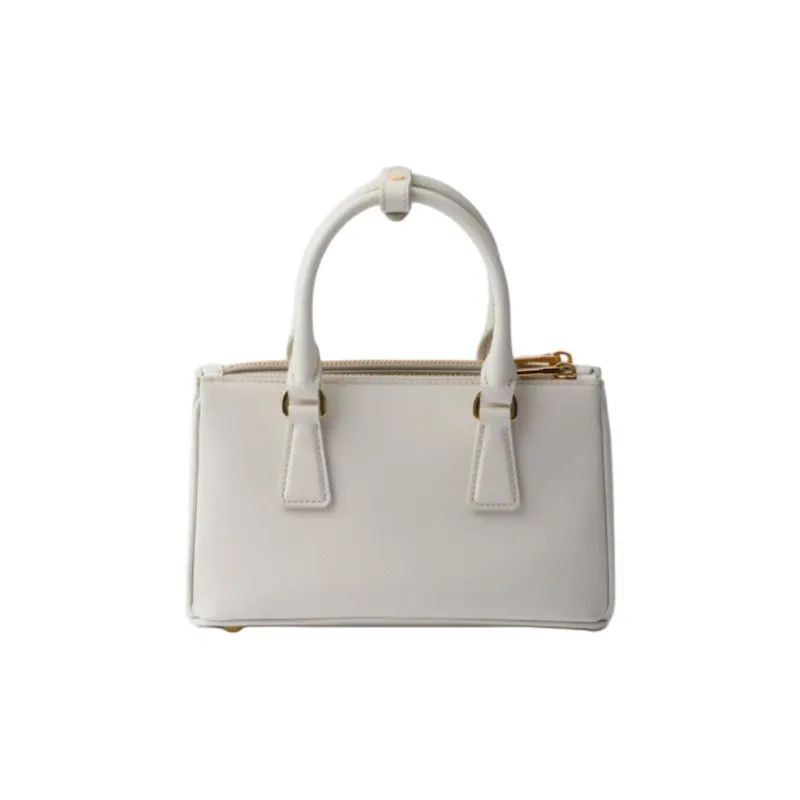 PRADA Saffiano Leather One Shoulder Handbag Mini Women's White Chalk-2