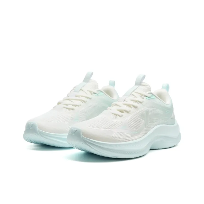 XTEP Feather Breathable Lightweight Rebound Low Top Casual City Commute Running Shoes Women's Sail White Misty Blue-2