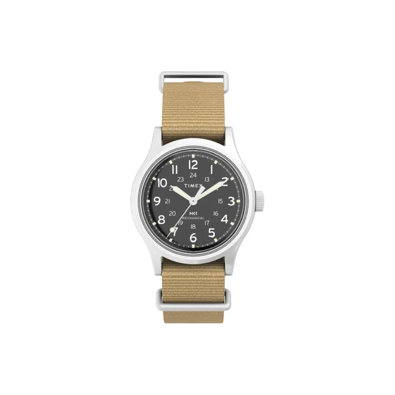 TIMEX Wrist Watch Manual Mechanical Movement Fabric Strap 36mm Black Dial Men's Watches-0
