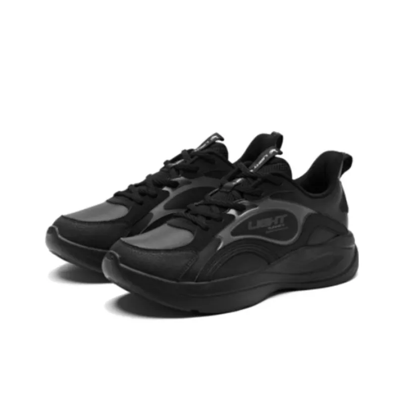 QIAODAN Anti Slip Wear Resistant Low Top Running Shoes Men's Black Gray-2