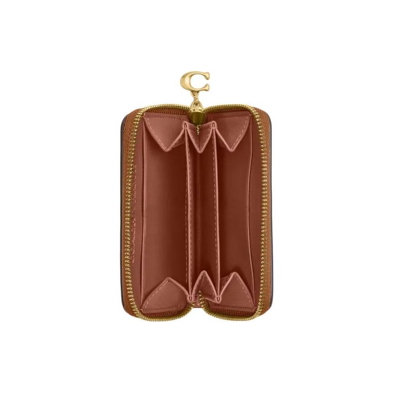 COACH PEANUTS Collaboration Leather Card Holder Trumpets Women's Hazelnut-2