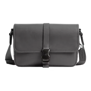 COACH League Smooth Leather Messenger Bag, Crossbody Bag, Shoulder Bag Men's Charcoal