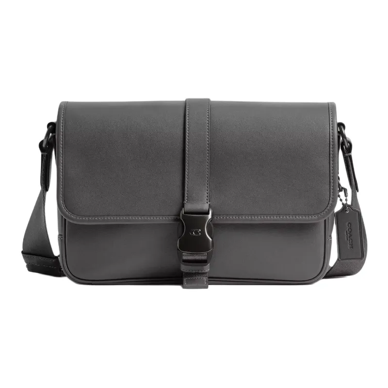 COACH League Smooth Leather Messenger Bag, Crossbody Bag, Shoulder Bag Men's Charcoal-0