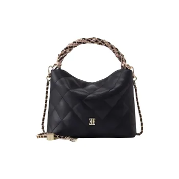 ELLE Split Cow Leather Pillow Bag, Shoulder Bag, Crossbody Bag, Handbag Small Size Women's Black/Ancora Red/White/Pink