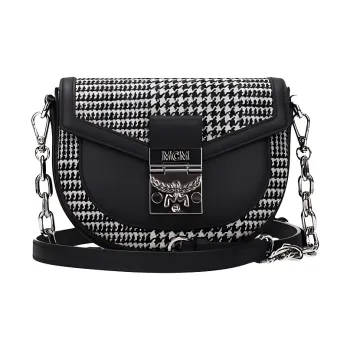 MCM Patricia Visetos Fabric With Leather Sling Bag, One Shoulder, Crossbody, Fanny Pack Mini Women's Black White