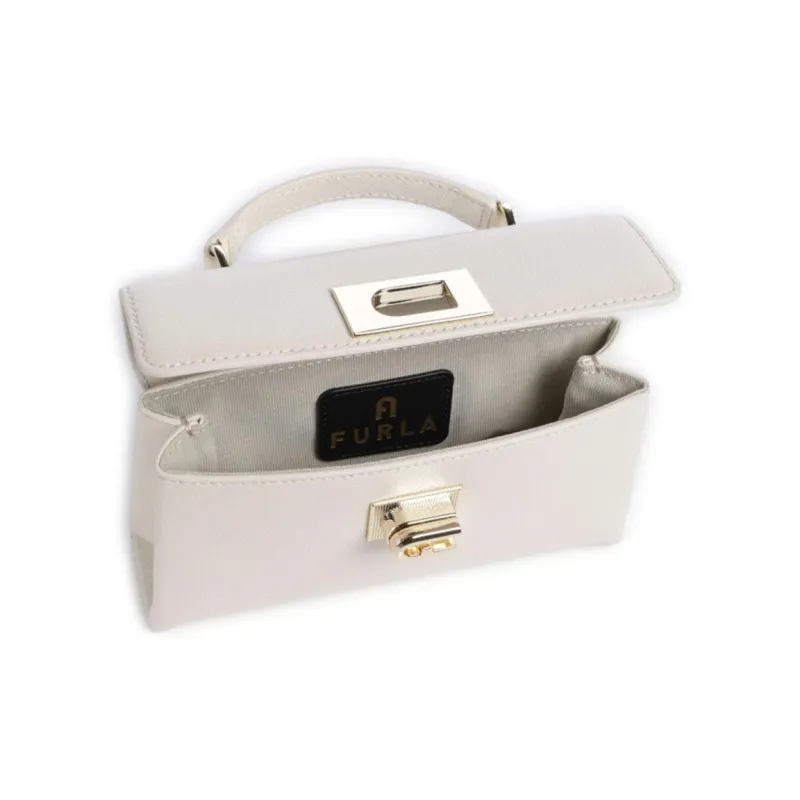 Furla 1927 Collection Leather One Shoulder Handbag Mini Women's White-2