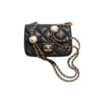 CHANEL Sheepskin Mini Square Flap Bag, Crossbody Bag, Shoulder Bag Regular Women's Black