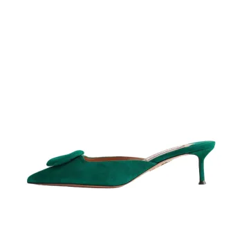 AQUAZZURA Abrasion Resistant Closed Toe Slippers 5cm Women's Green
