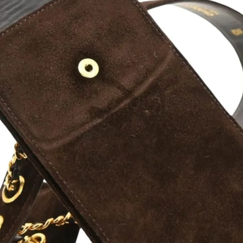 CHANEL Suede Belt Unisex Chocolate 2CM-2