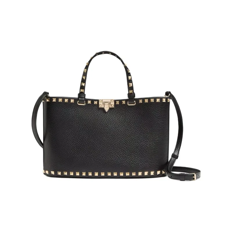 Valentino GARAVANI Cow Leather Tote Bag, Shopping Bag, Handbag Trumpets Women's Black-0