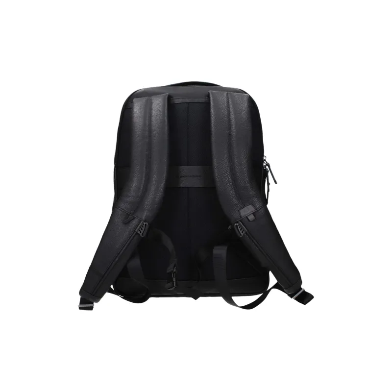 PIQUADRO Leather Backpack Men's Black-2