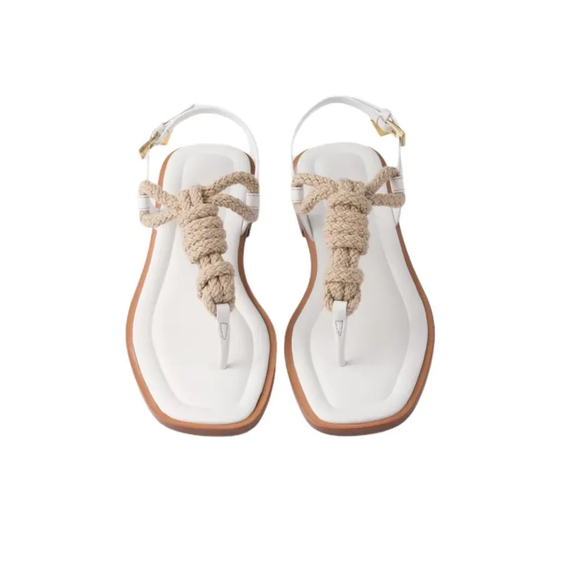PRADA One Strap Sandals Women's White-4