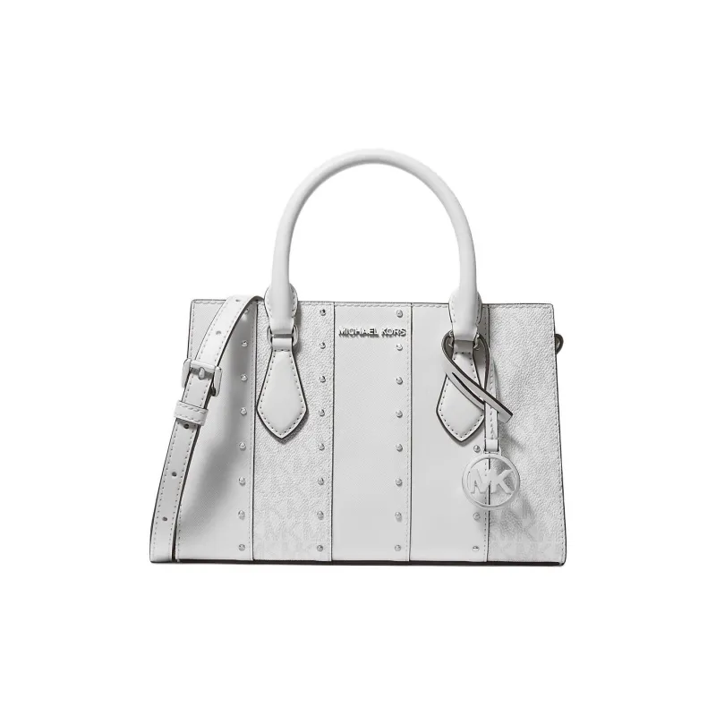 MICHAEL KORS Sheila Coated Canvas Shoulder Bag, Crossbody Bag, Handbag Trumpets Women's White-0