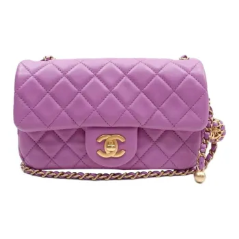 CHANEL Classic Flap CF Sheepskin Shoulder Bag, Crossbody Bag Mini Women's Purple