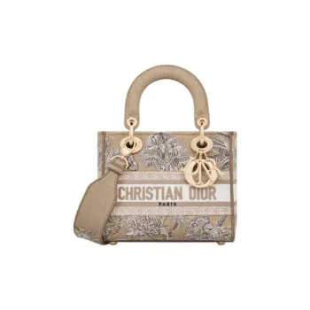 DIOR DiorivieraLady D Lite Cotton Handbag Trumpets Women's Beige & White