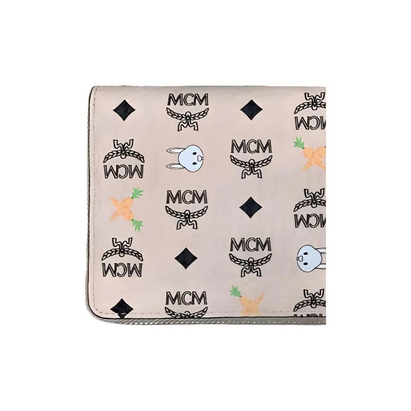 MCM Visetos Zip Around Rabbit Wallet Beige-2
