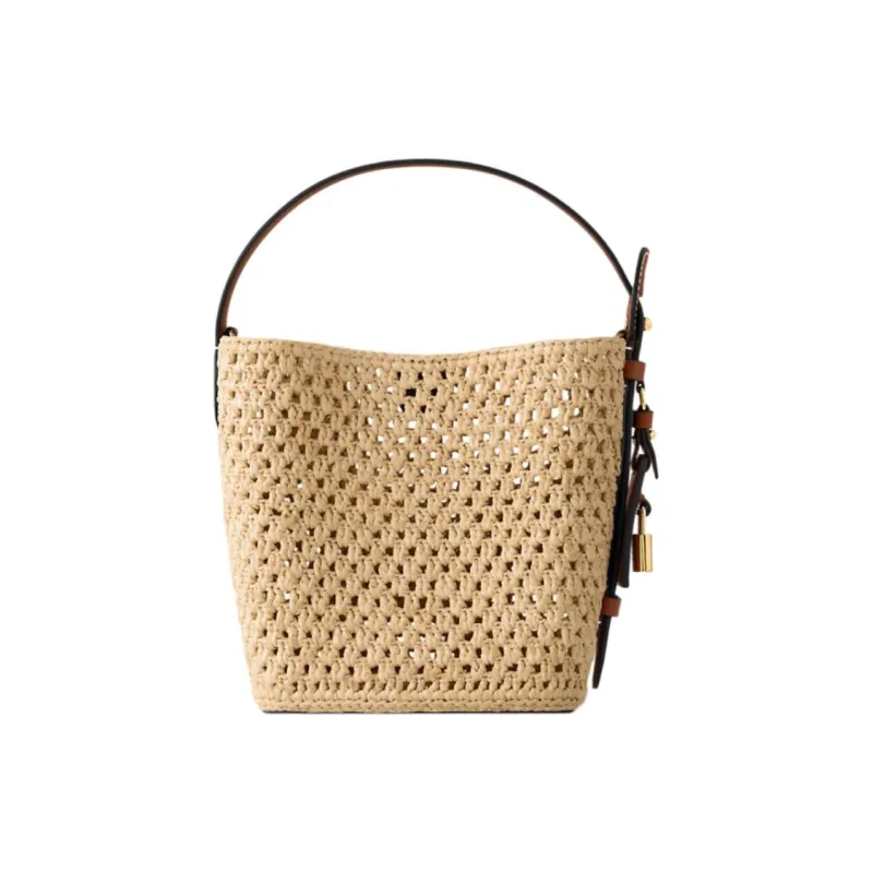 LOUIS VUITTON Leather Trim Handbag Women's Khaki-3