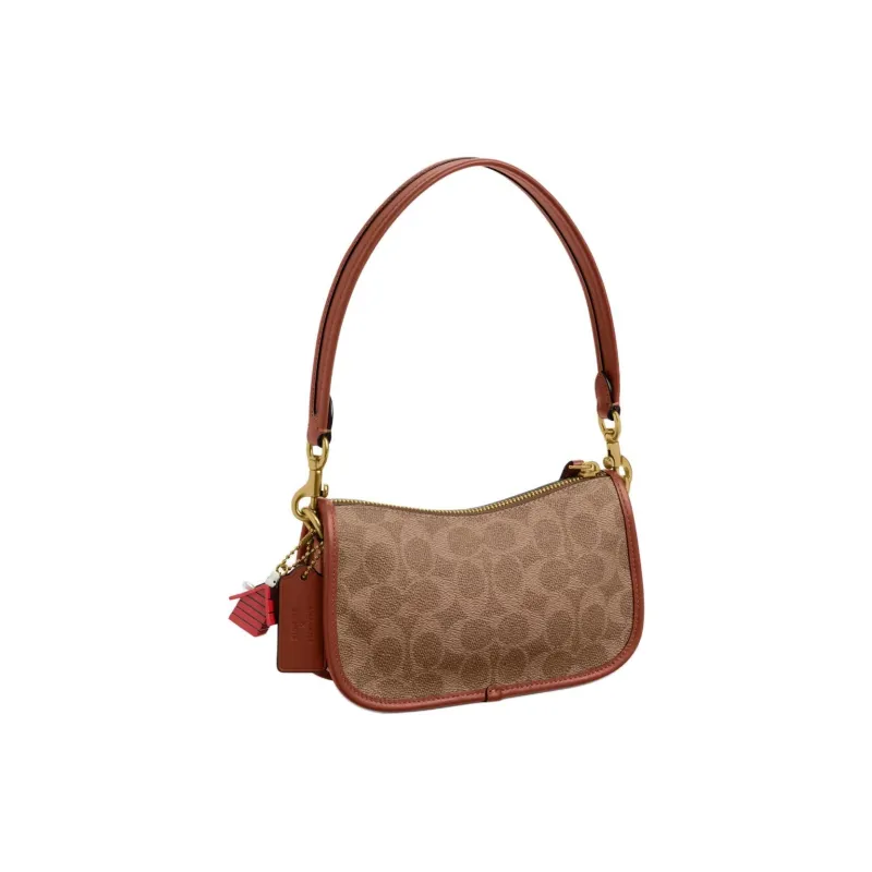 COACH PEANUTS Snoopy, Collaboration SwingerSignature Coated Canvas One Shoulder Handbag Trumpets Women's Brown-1