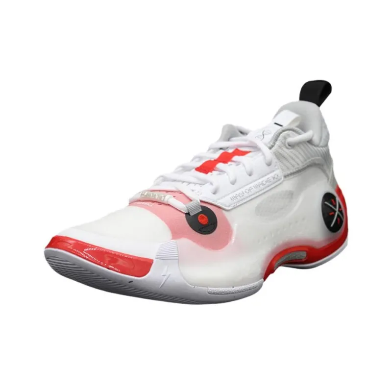LiNing Abrasion Resistant Shock Absorbers Low Top Basketball Shoes Men's White Red-2