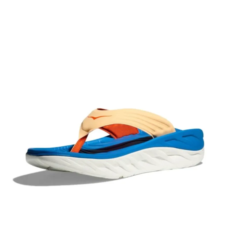 HOKA ONE ONE Ora Recovery Flip Slip-Resistant Abrasion-Resistant Slide Slippers Unisex Beige Blue-2