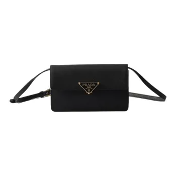 PRADA Saffiano Cow Leather Crossbody Bag, Shoulder Bag Mini Women's Black