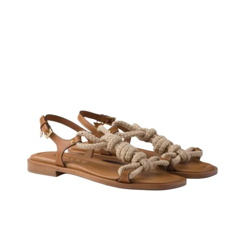 PRADA One Strap Sandals Women's Brown-2